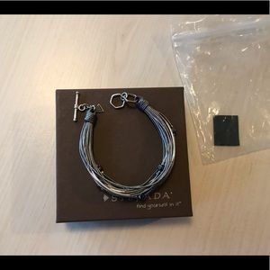 SILPADA Sterling Silver Hematite &Leather Bracelet